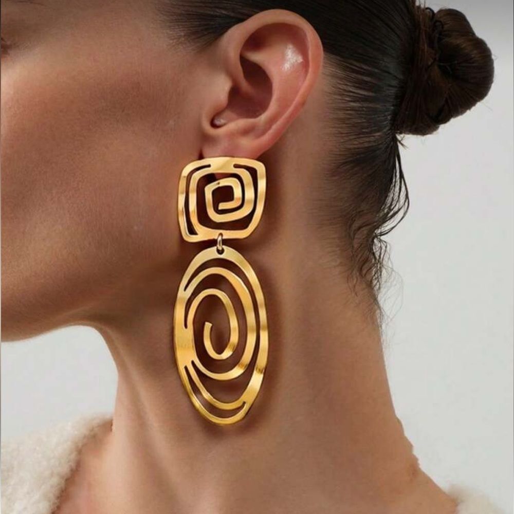 Elegant Gold Spiral Earrings N1177